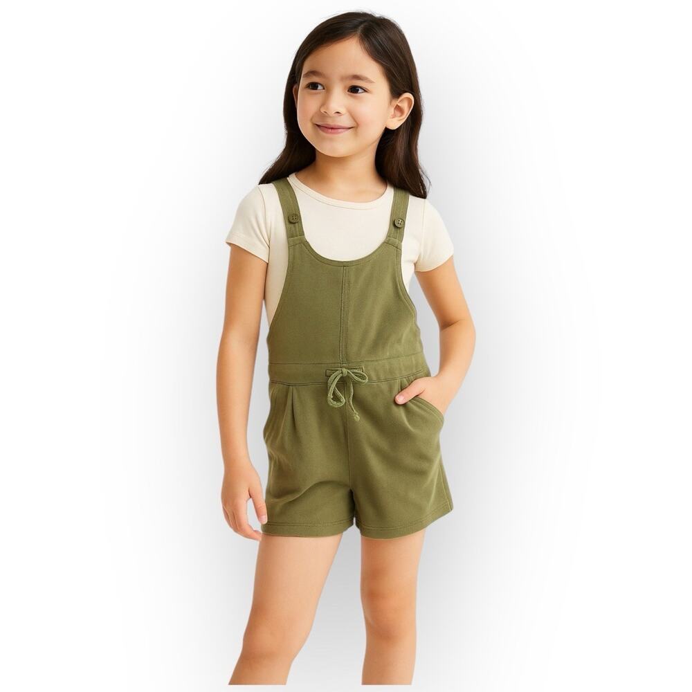 EUC Kensie Girl Olive Green Overalls Romper – Size 7 - 417